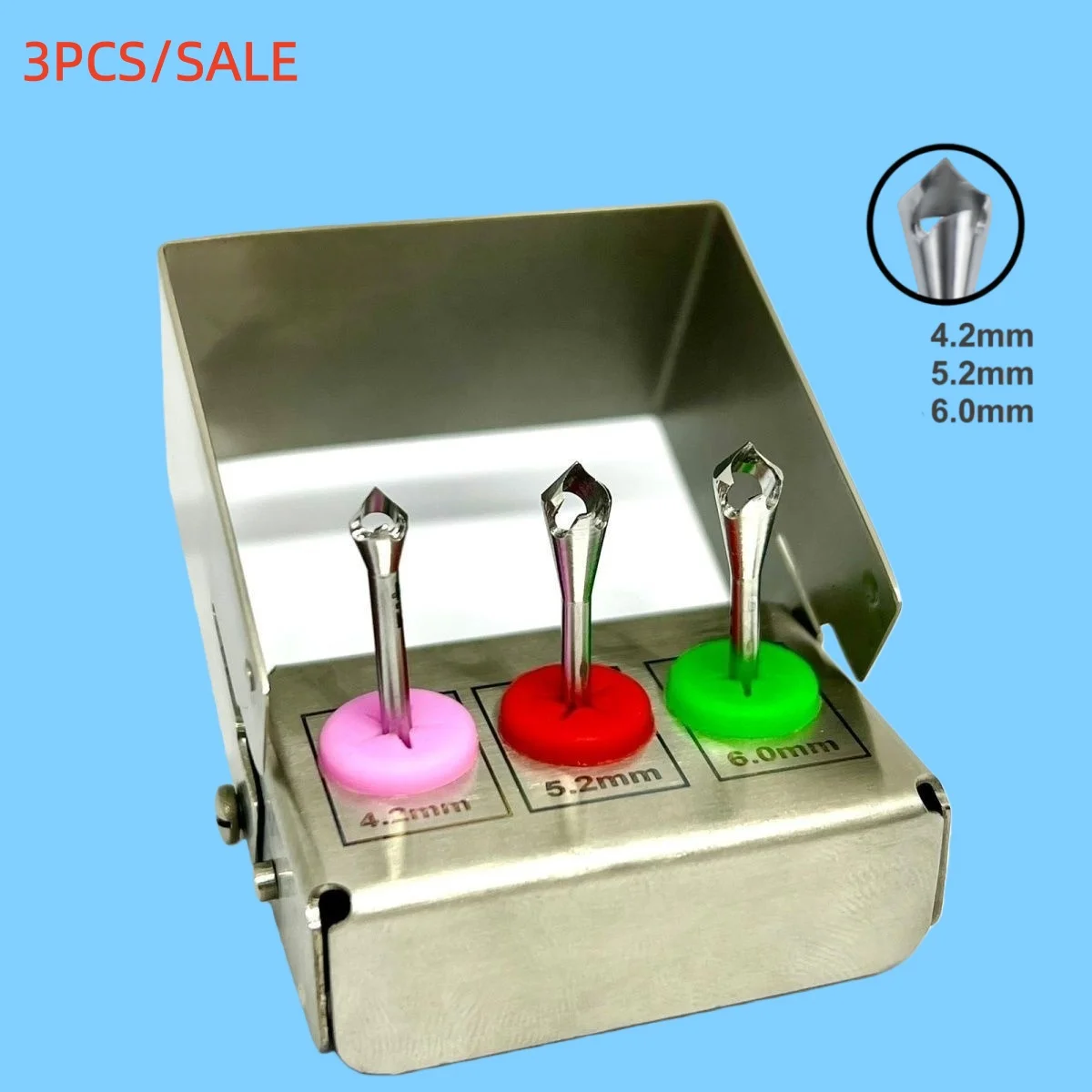 3Pcs Dental Implant Self Bone Powder Collect Drill Graft Drills Trephine Mill Crusher