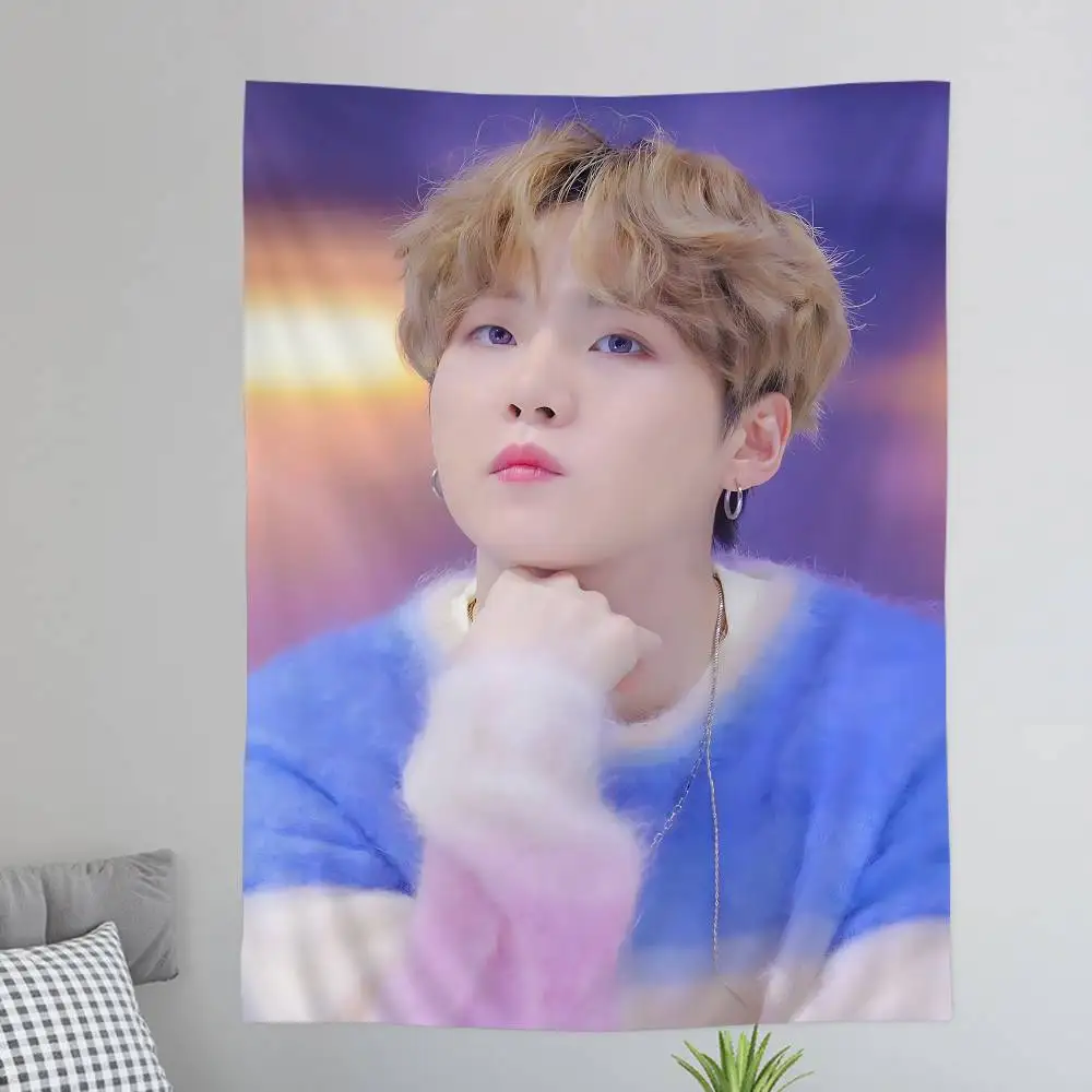Singer A-Agust D S-SUGA Anime Tapestry Hippie Flower Wall Carpets Dorm Decor Cheap Hippie Wall Hanging