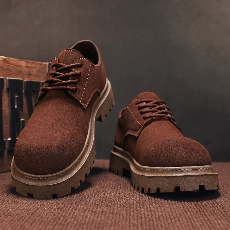 

Новые мужские повседневные рабочие туфли с круглой головкой и толстой подошвой, красные туфли дерби, весенний новый стиль, британский стиль, резиновая подошва для взрослых