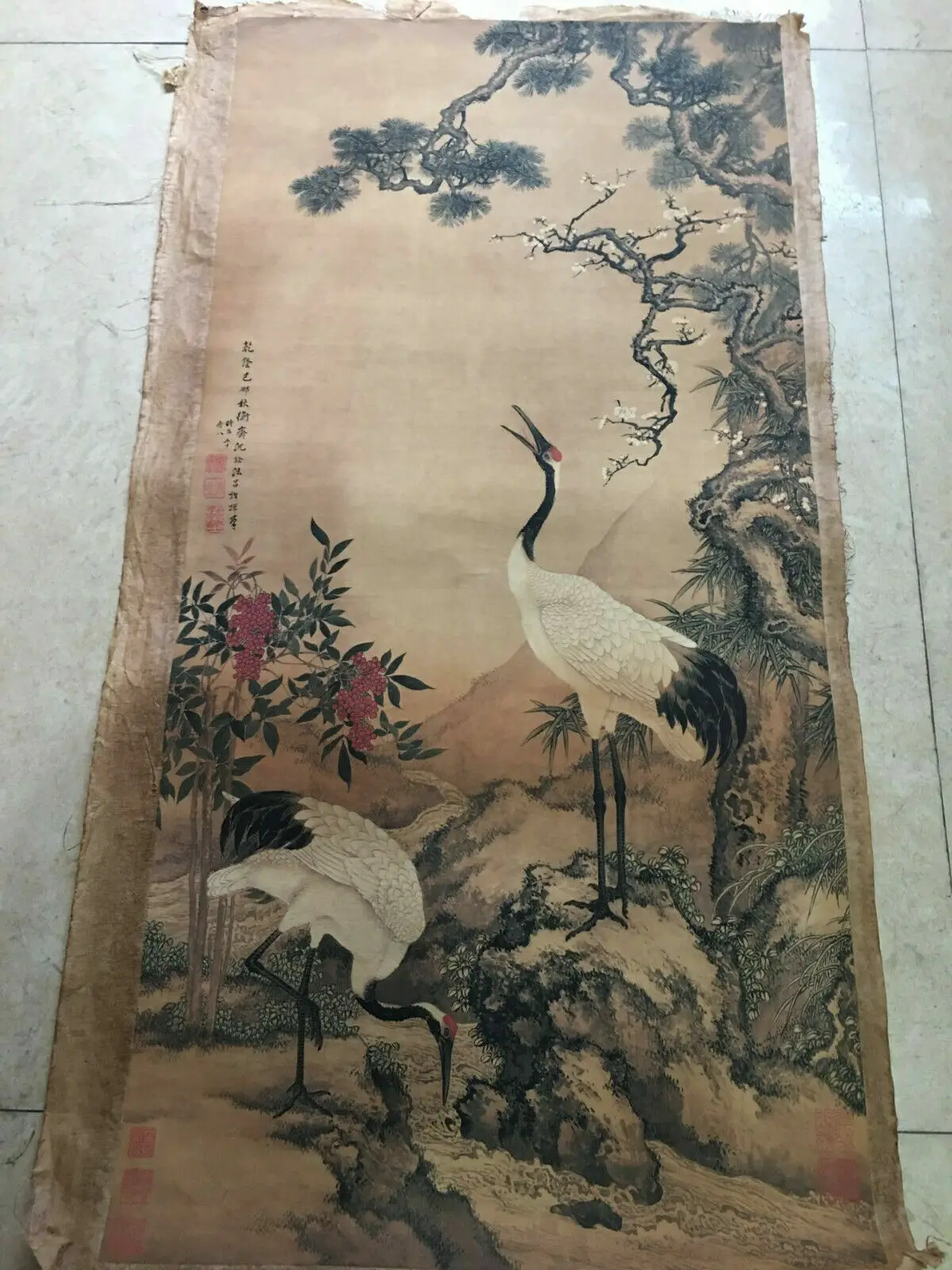 

Chinese Old Scroll Shen Quan - song Mei Shuanghe Painting Rice Paper Painting