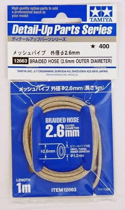 Tamiya 12663 2.6mm Braided Hose For 1/12 1/24 Model Car Detail Up Model Parts