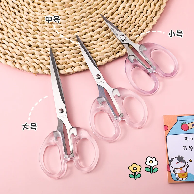 Transparent Handle Stationery Scissors Pink Office Accessories Home Furnishing Soft Decor Journal Cutting Tools Office Supplies