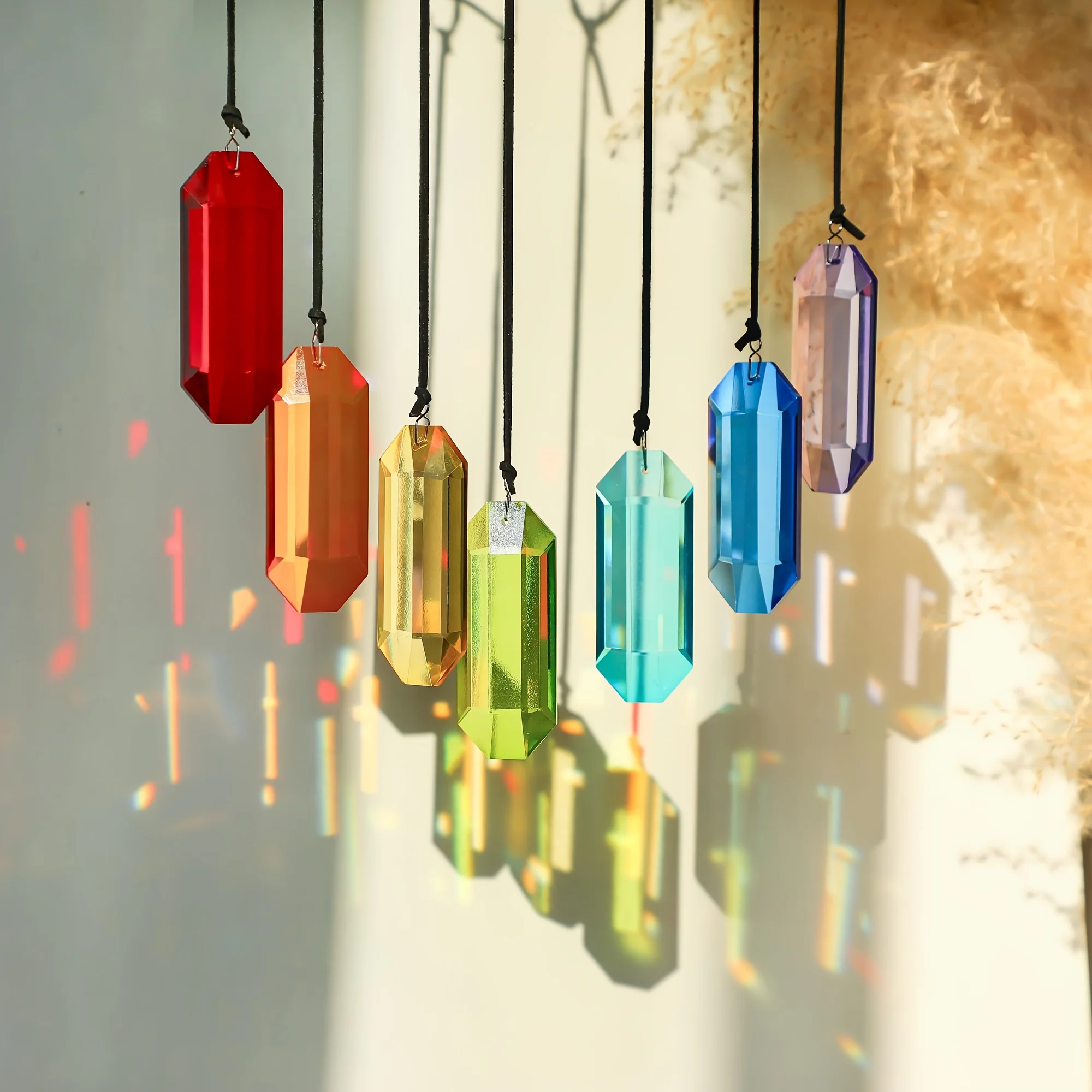 7pcs Crystal Sunlight Catchers Prism Indoor Window Hanging Decoration Rainbow Glass Prism Sunlight Catcher Decor for Home Garden