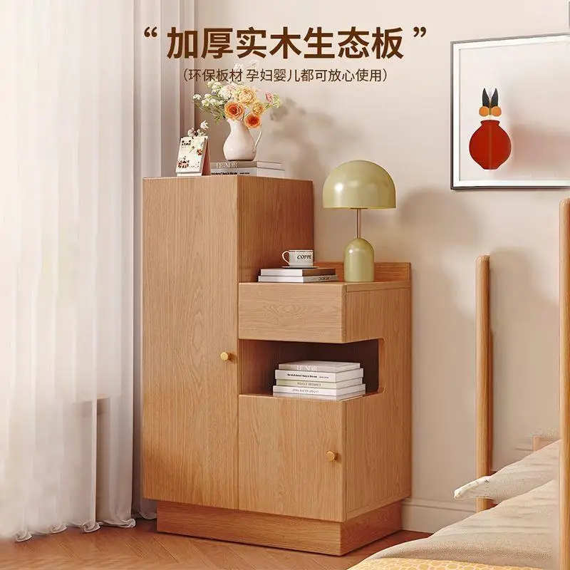 Solid wood bedside table Household bedroom locker Modern simple multi-functional storage cabinet