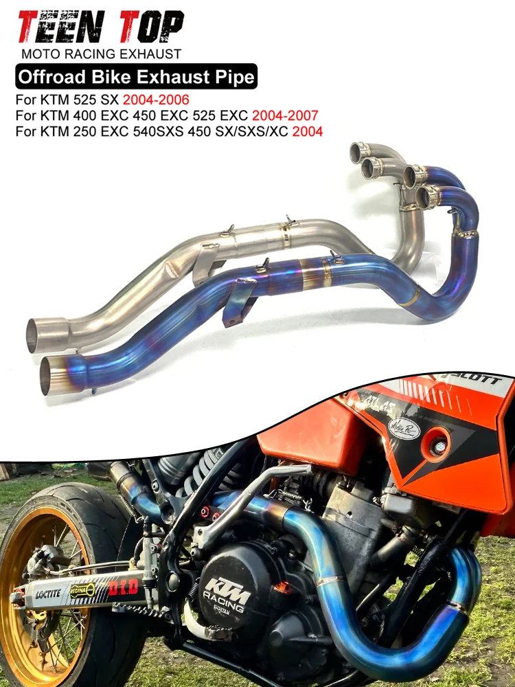 AliExpress TEEN TOP 50mm Motorcycle Exhaust Pipe For KTM 250EXC 540SXS 450 SX/SXS/XC 2004 Exhaust Header Offroad Bike Titanium Alloy Front Link Pipe