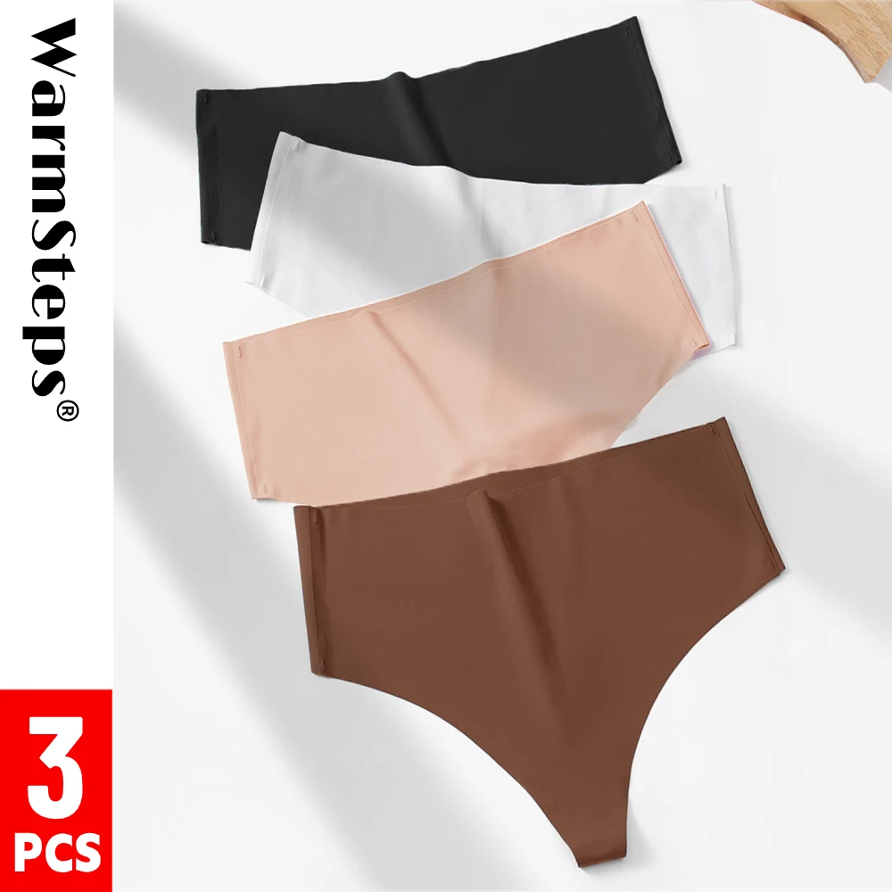 WarmSteps 3Pcs/Set Women's Seamless Panties Thongs Comfort High Rise Underwear for Woman High Rise XS-XXL Lingerie G Strings 3Pc