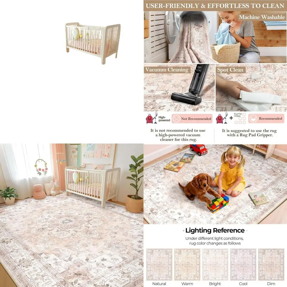 

Розовый коврик для детской комнаты 8x10 для девочек: мягкий, с коротким ворсом, нескользящий, водостойкий, с милым принтом для детских комнат