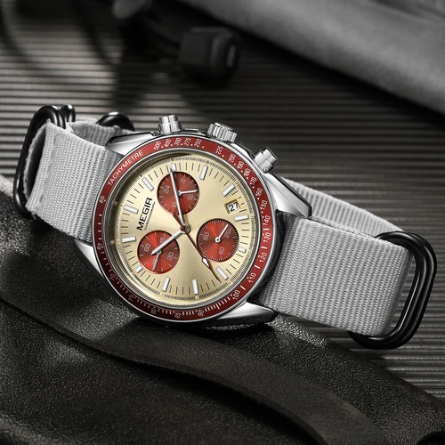 Imagen 2 del producto MEGIR, nuevos relojes de lujo para hombre, correa tejida de lona, cronógrafo deportivo automático, reloj de pulsera de cuarzo resistente al agua para hombre 2247