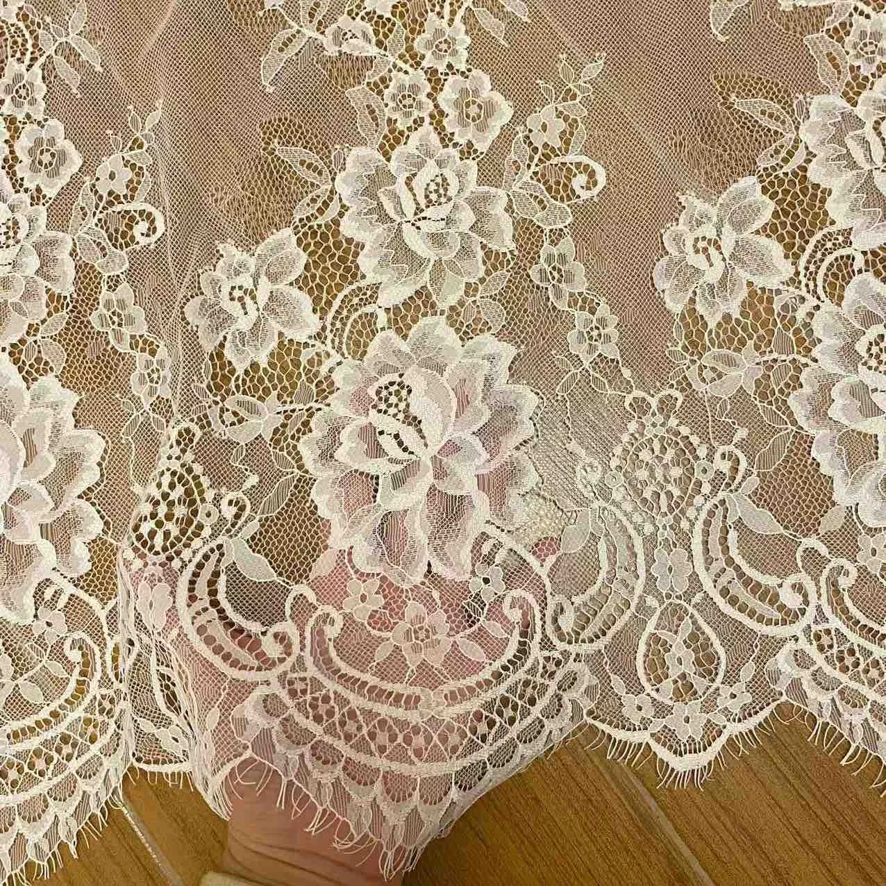 3Meter/lot High Quality Soft ivory Boho Lace Fabric Chantilly French Lace Accessories For Bridal gowns, Wedding Dresses, veils