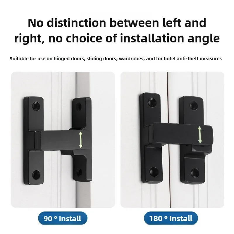 Night Light Door Buckle Lock Guard Latch Bolt 90 180 Degree Zinc Alloy Toggle Sliding Door Latch Punching Right Angle Barn Lock