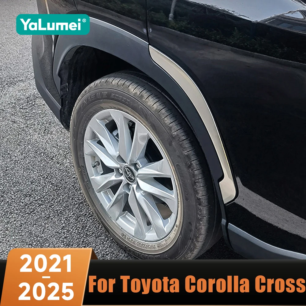Edelstahl Auto Hinterrad Kotflügel Kotflügel Bogen Zierleisten Zubehör Für Toyota Corolla Cross XG10 2021 2022 2023 2024 2025 Hybrid