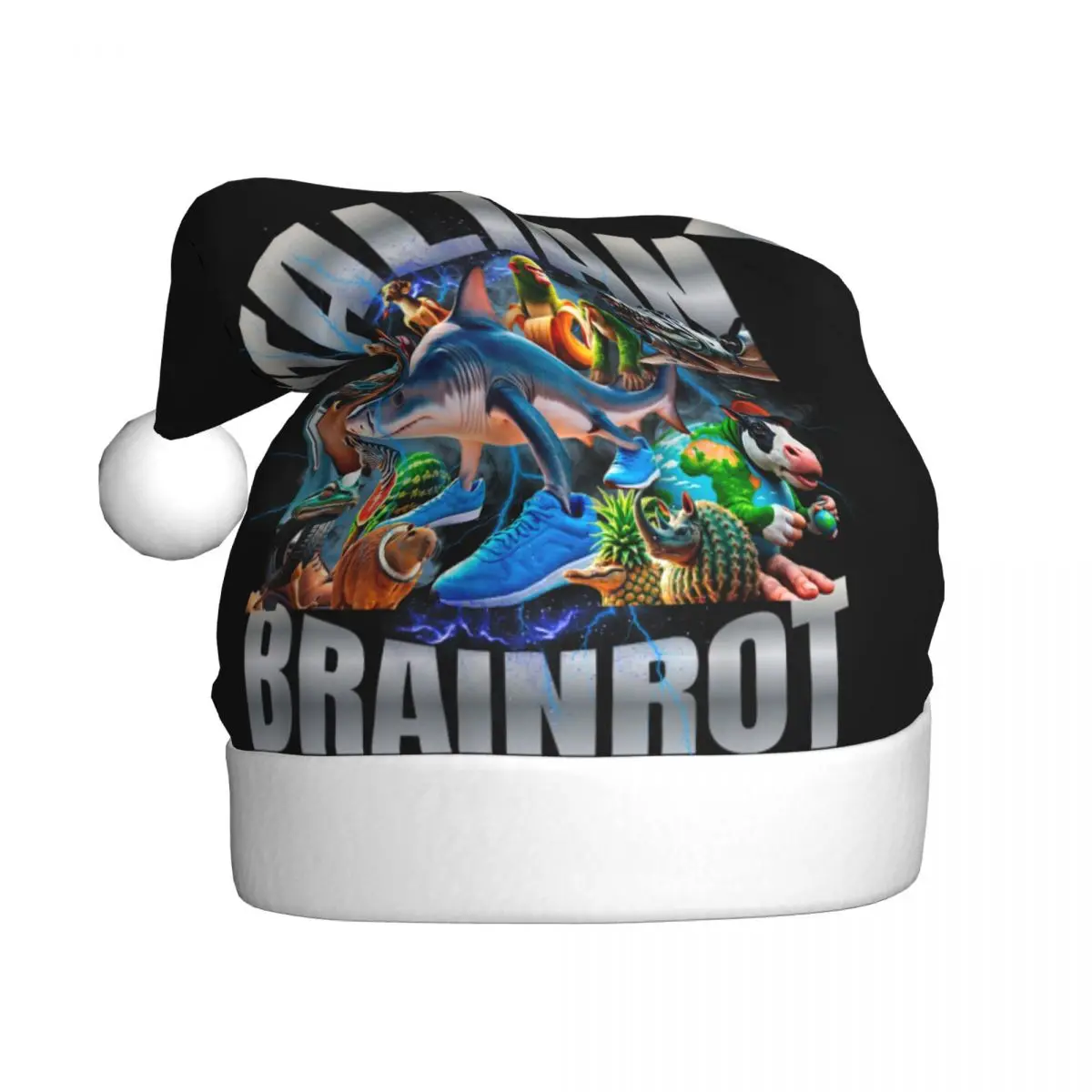 Tralalero Tralala Winter Warm Christmas Hats for Adult Men Women Italian Brainrot Meme Santa Hat Cap Xmas Party Gifts