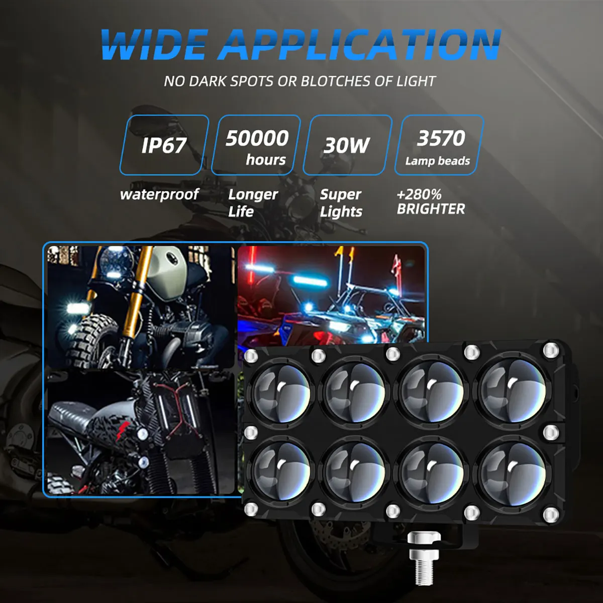 6/8/10 Lens Auxiliary Motorcycle Spotlight Working Fog lights Bulb Projector Headlight Additional Electric Driving Spot Lamp 12V