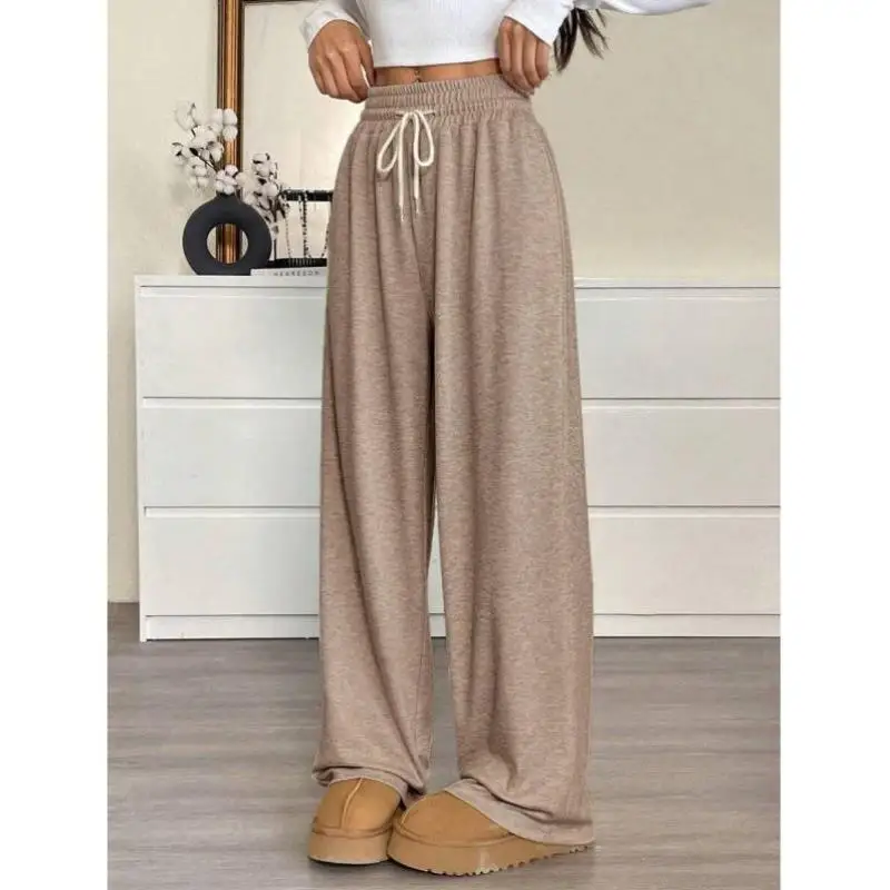 

Новые женские повседневные спортивные брюки свободного кроя цвета хаки с эластичным поясом из микроэластичного тканого материала (ткань из ацетатного волокна) в винтажном стиле Ciwalk