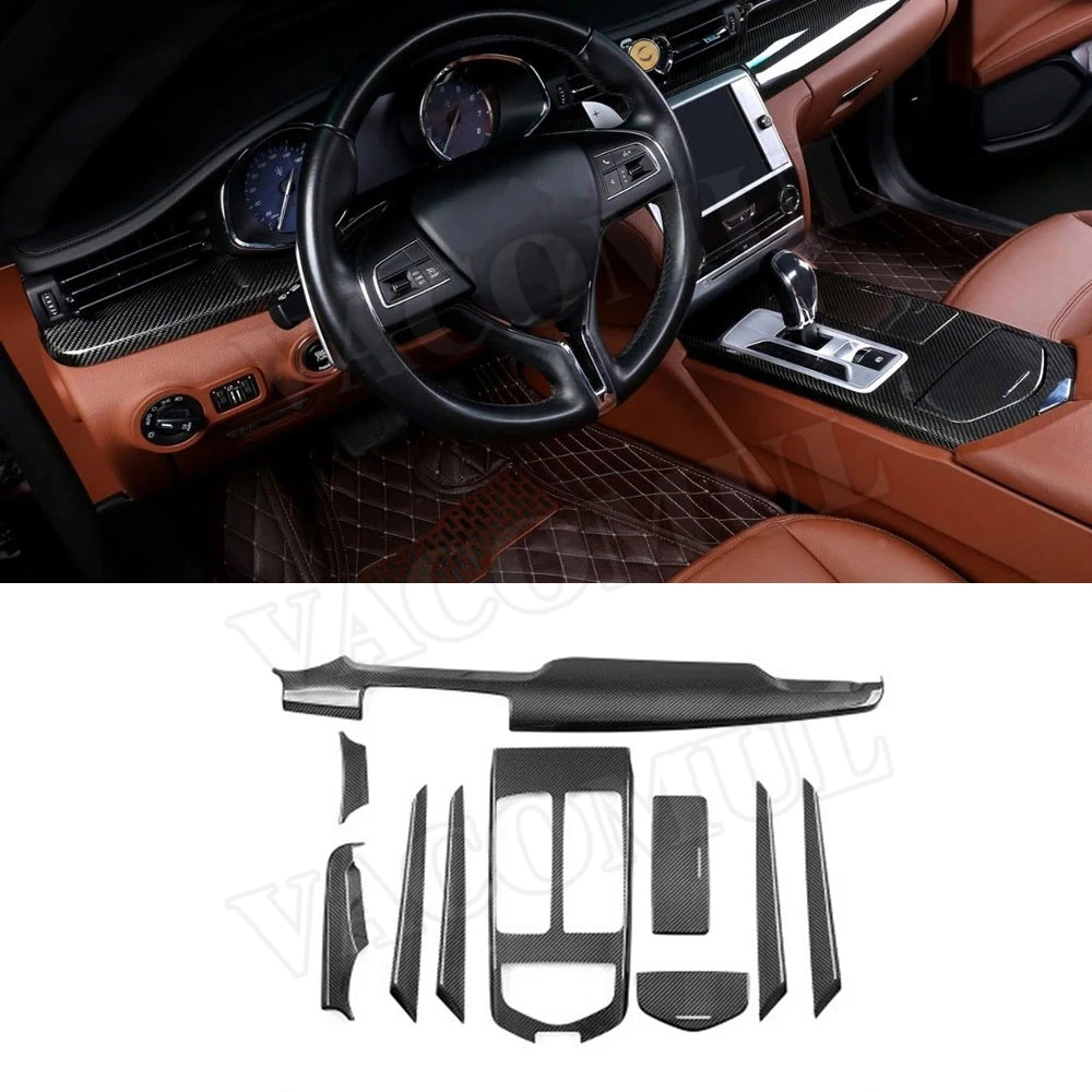 

Dry Carbon Fiber Dashboard AC Air Vent Gear Shift Panel Door Interior Trim Covers for Maserati Quattroporte 2013-2020