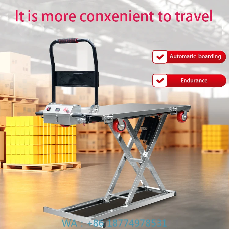 Hand-Pushed Mobile Lifting Platform Scissor-Type Folding Hydraulic Lift Truck with Electric Transport