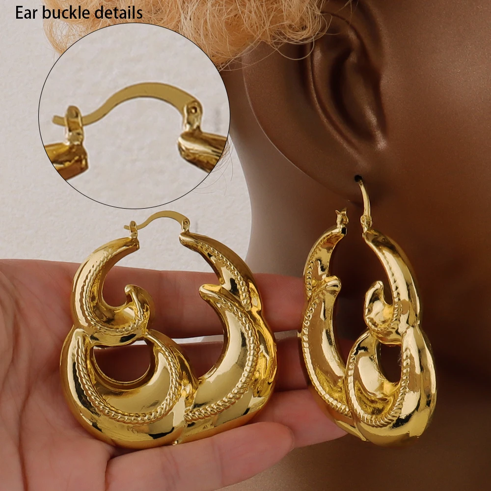 

New Design Trendy Retro Geometric Hoop Earrings Irregular Light Luxury Simple Circle Earings for Women Fashion Jewelry Gift