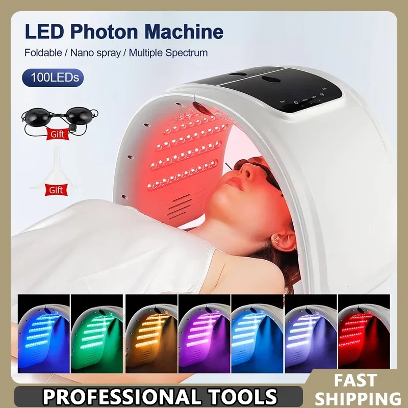 7 kleuren LED-fotonmachine met nano-spray Huid Hydraterend gezichts- en lichaamsmasker Salon SPA Thuisgebruik Huidverjonging Acne Huidverzorging