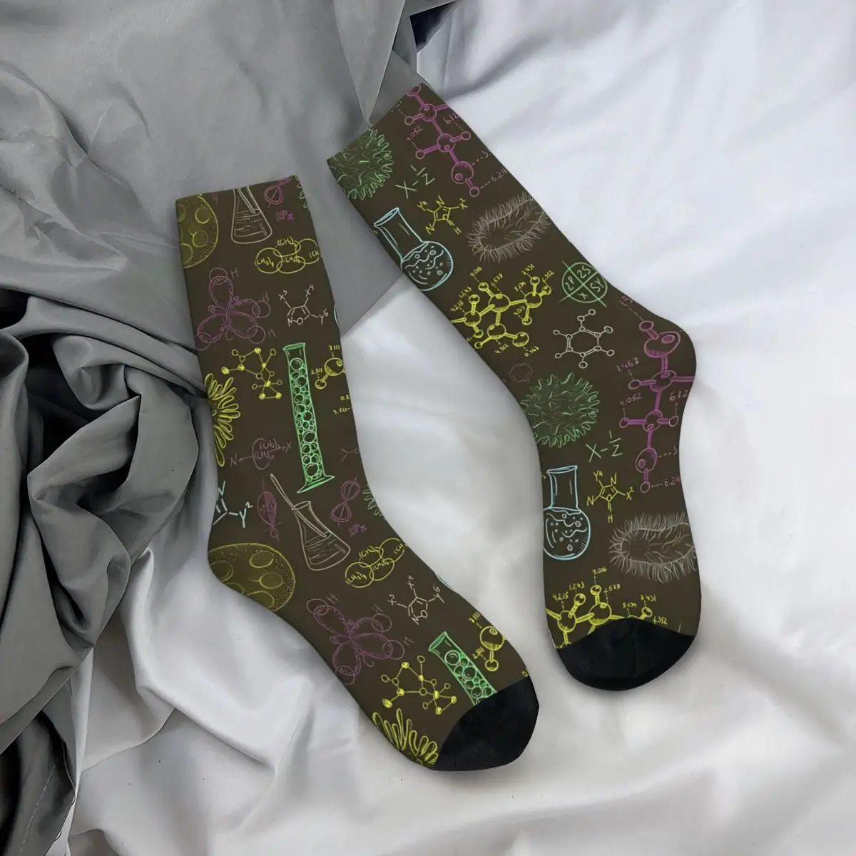 Chaussettes en élan amusantes pour hommes, motif respirant, chaussettes d'équipage imprimées, science de laboratoire, hip hop, chimie, cadeau décontracté