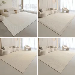 Cream Minimalist Striped Carpet Home Living Room Decoration Sofa Area Rug Non Slip Washable Bedroom Bathroom Polyester Floor Mat