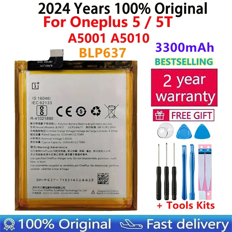 2024 Years Original BLP637 Battery For One Plus Oneplus 5 / 5T High Capacity 3300mAh Mobile Phone Replacement Battery With Tools