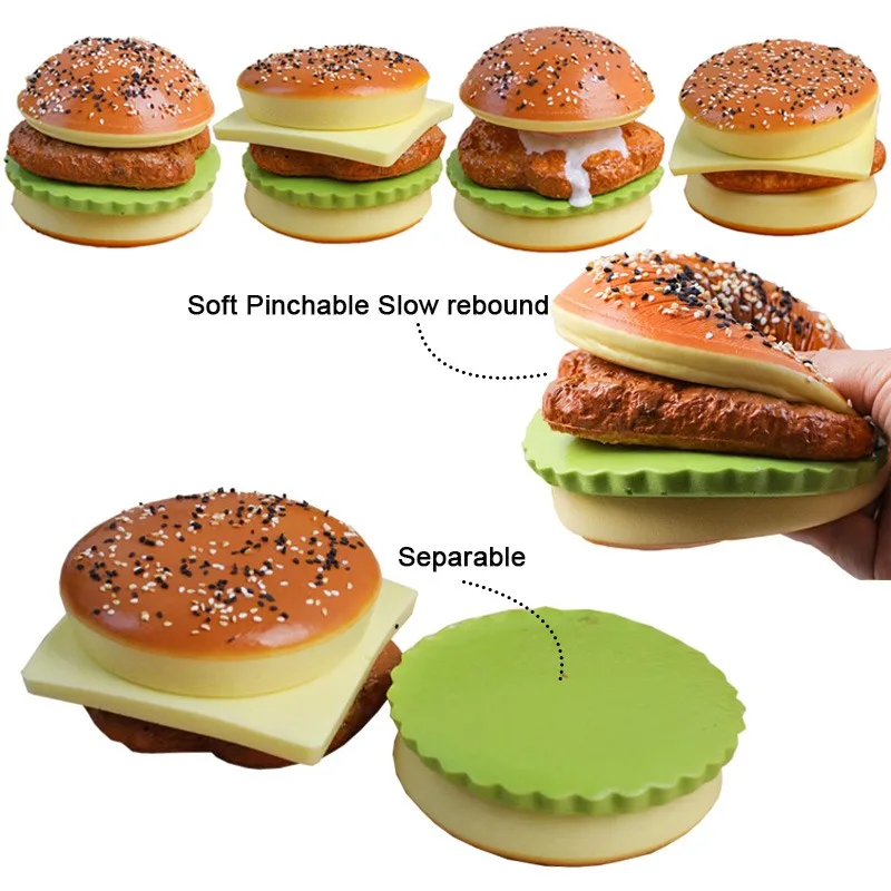 Kitchen Kids Toys Simulated Bread Hamburger Model Fake Food Separable Soft Rebound Girl Pretend Play Restaurant Making Burgers