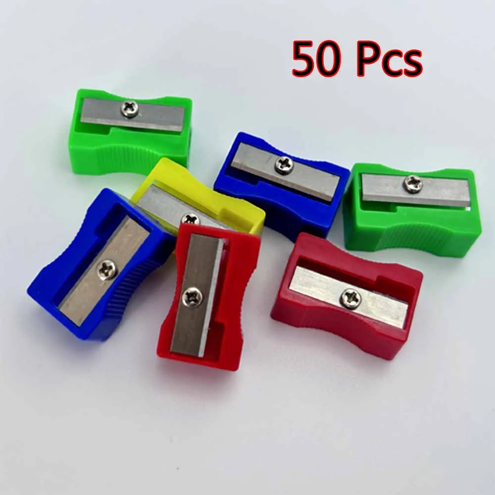 50pcs Mini Mixed Colors Pencil Sharpener for Office Students Kids Student Plastic Sketch Manual Pencil Sharpener Pencil Cutter