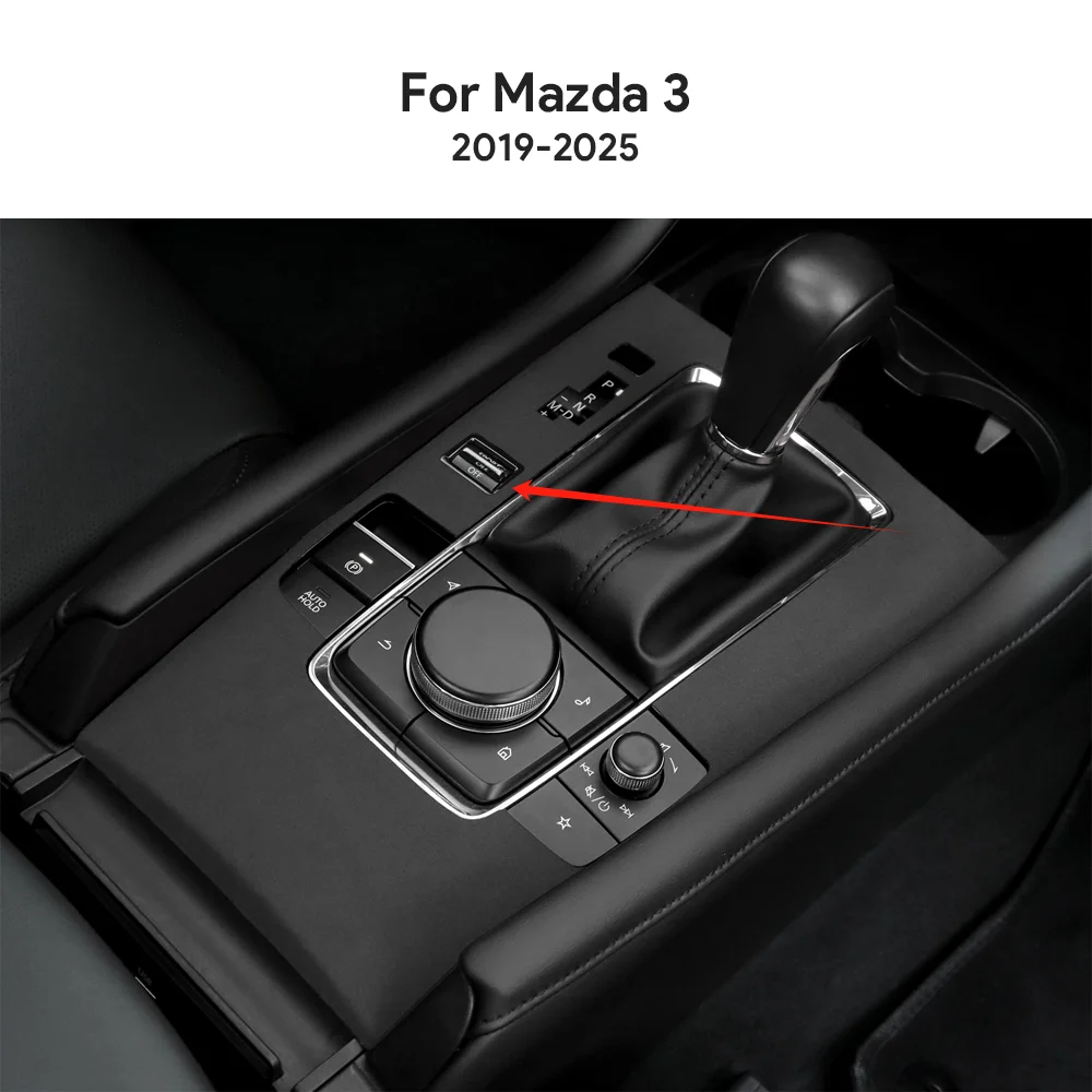 Top Suede Trim Sticker For Mazda 3 Axela BP 2019 2020 2021 2022 2023 2024 2025 Car Automatic Gear Shift Panel With Sports Button view 4
