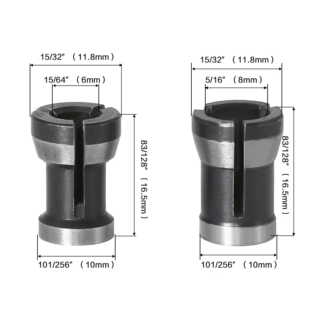 1PC / 3PC High Precision Adapter Collet 8mm 6.35mm 6mm Collet Chuck Engraving Trimming Machine Router Milling Cutter Accessories