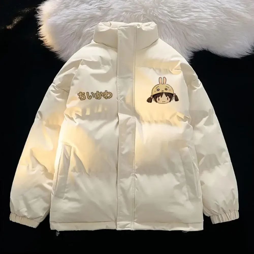 Anime Usagi Piumino invernale Chiikawa Cartoon carino addensare vestiti di cotone colletto alla coreana cappotto di cotone sciolto caldo dolce ragazze top