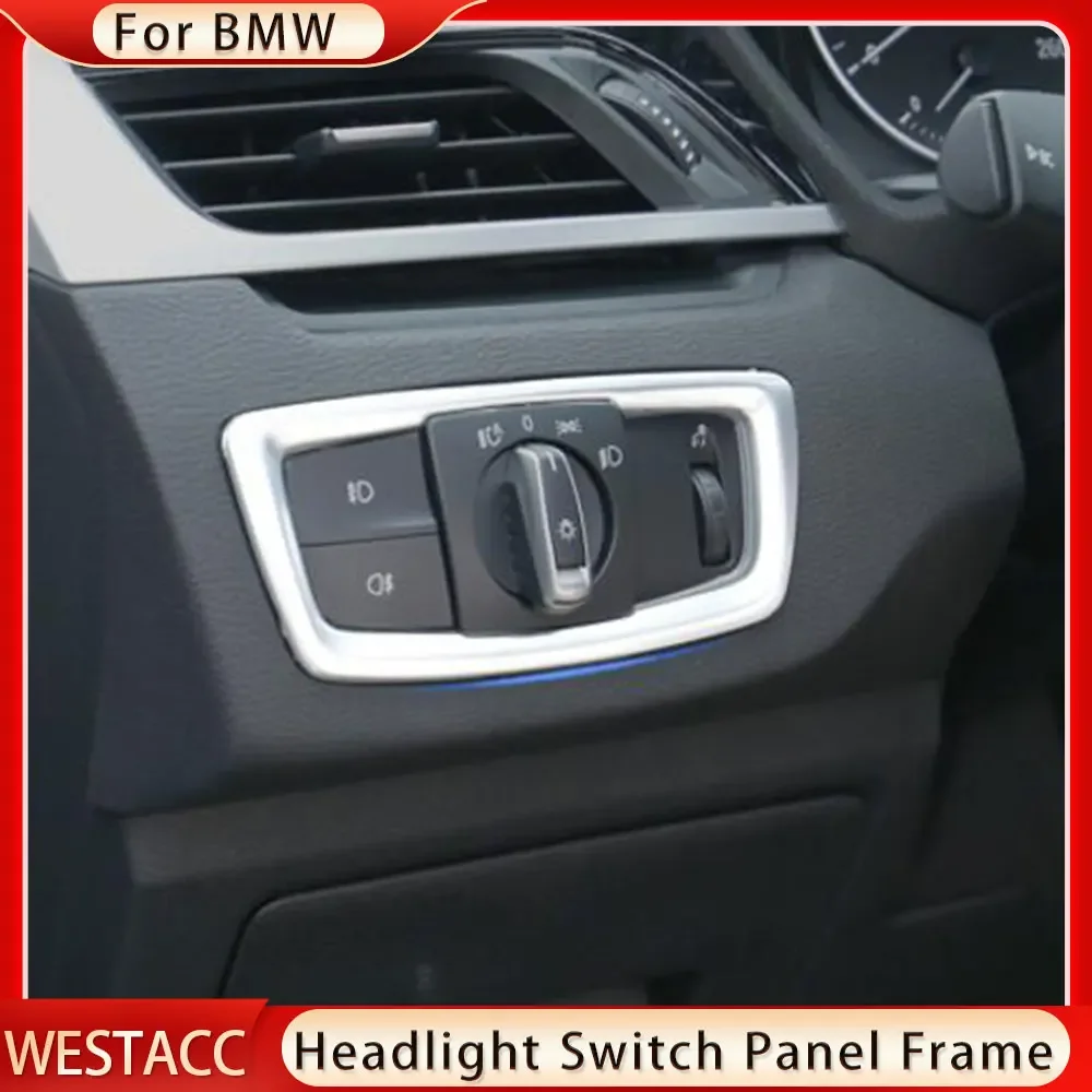 Car Headlight Switch Button Frame Cover Trim for BMW X1 F48 2016 2017 2018 2019 2020 X2 F39 Decoration Sticker Accessories