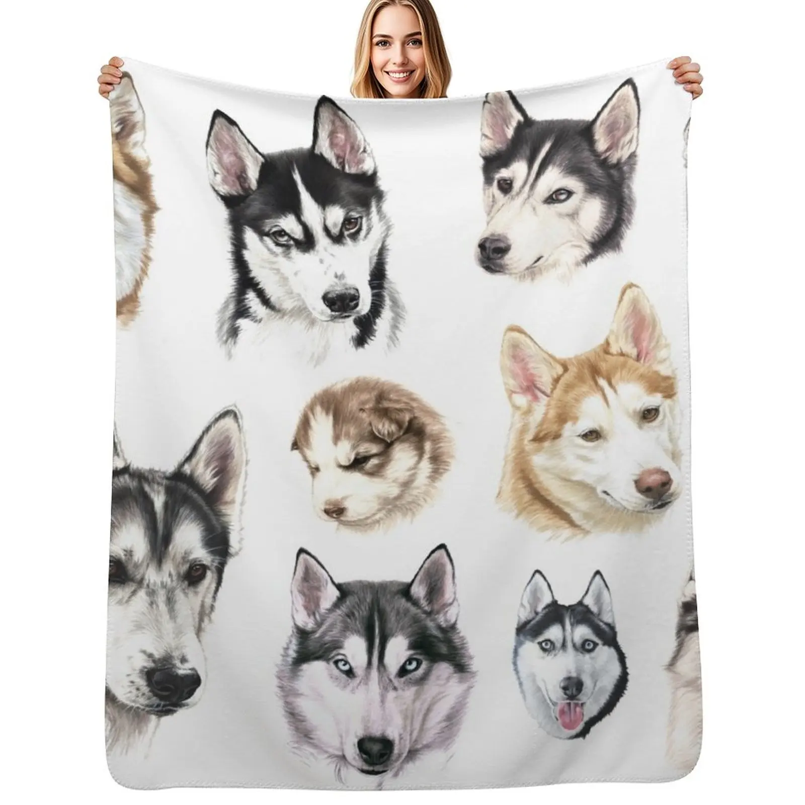 

Husky collage Throw Blanket Versatile Cozy Throw Blanket for All Occasions