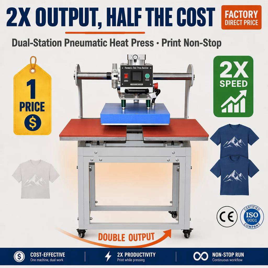 38*38 40*50 40*60CM Pneumatic Heat Press Machine T-shirt Heat Press Laser Regulator for Garment Printing