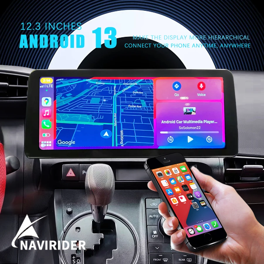 

NaviRider 12,3 дюймовый Android 13 экран Авторадио для Toyota Wish 2010-2016 Стерео GPS Navig Автомобильный мультимедийный видеоплеер 256 ГБ ROM