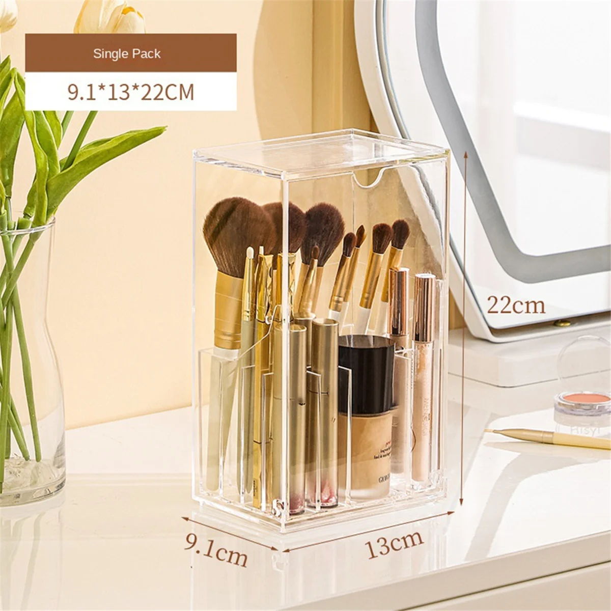 

A002 Dressing Table Lipstick Rack, Large-Capacity Makeup Brush Storage Tube, Dust-Proof Desktop Cosmetics Storage Box