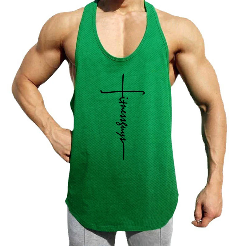 Fitness Guys Mesh Quick Dry Running Vests Mens Summer Bodybuilding Stringer Tank Top Fitness Sleeveless Shirts Gym Clothing