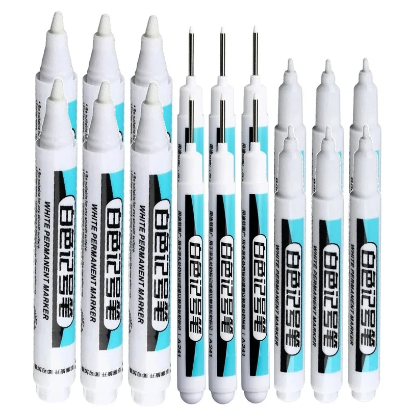 3-20Pcs White Ink Permanent Marker Pens Set 0.7/1.0/2.5/45MM Markers Paint Pen for Plastic Leather Stone Metal Art Supplies