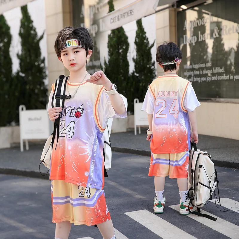 Kids Basketball Jersey Suits Quick-drying Fashionable Children Team Training Uniform Boy and Girls Shirt Sportswear Clothings