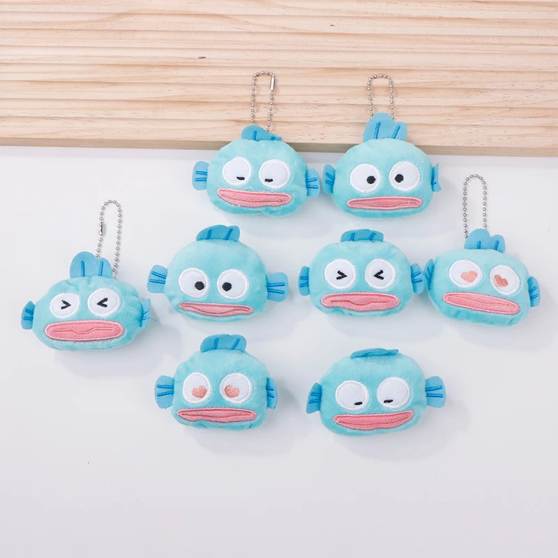 Porte-clés de broche de beurre de dessin animé d'anime mignon, pendentif de monstre de poisson, jouets d'ornements de sac à dos