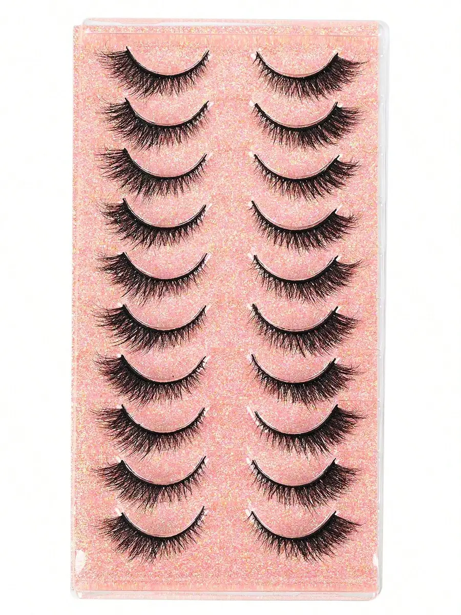 새로운 10 쌍 자연 짧은 3D 밍크 가짜 속눈썹 5D 푹신한 가짜 속눈썹 메이크업 키트 밍크 속눈썹 확장 눈 속눈썹 짧은 속눈썹