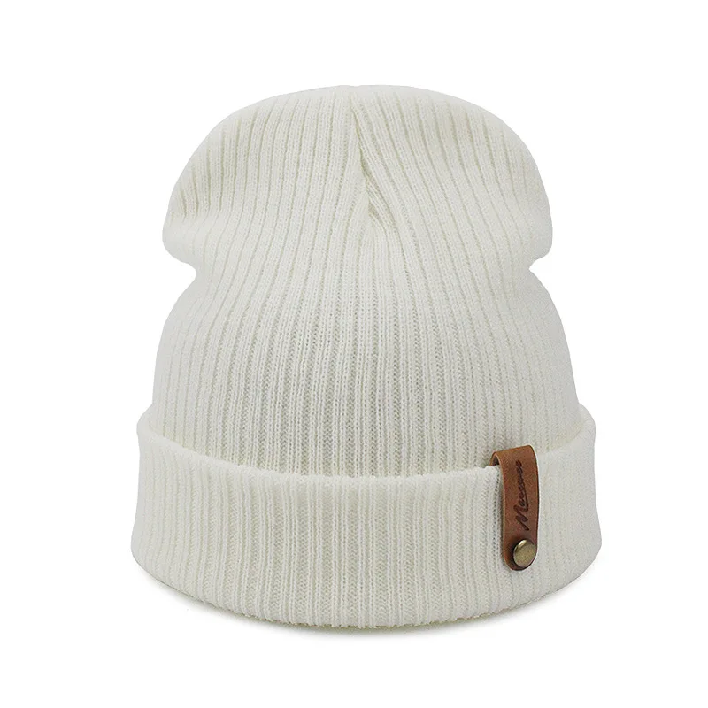 Knitted Hats for Men and Women, Skullies Caps, Warmer Bonnet, Casual Cap, Monochromatic, Male and Female, Winter, 2024