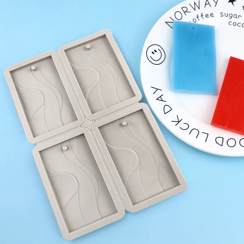 4 Rectangular Water Ripple Silicone, Aromatherapy Wax Mold DIY Household Baking Tool XG830