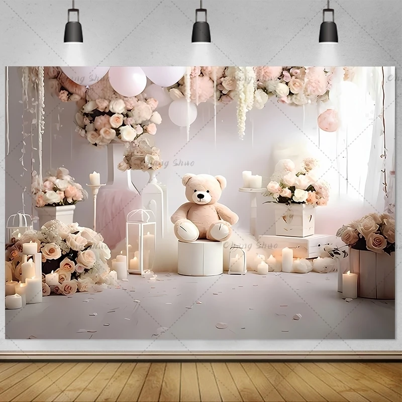 Baby shower Newborn Photography Backdrop Prop Bear Air Balloon Christmas Decorations Happy Birthday Party Photo Background SZ-01