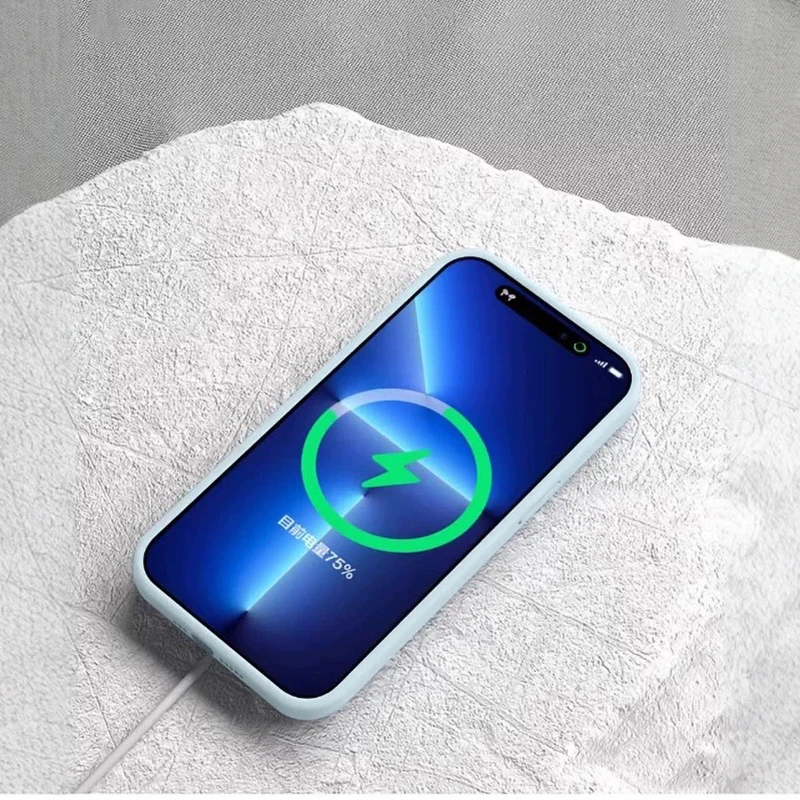 Liquid Silicone Soft Phone Case For iPhone 17 Air 14 13 12 15 16 17 Pro Max 16 Plus Wireless Charger For Magsafe Magnetic Cover - náhled 5