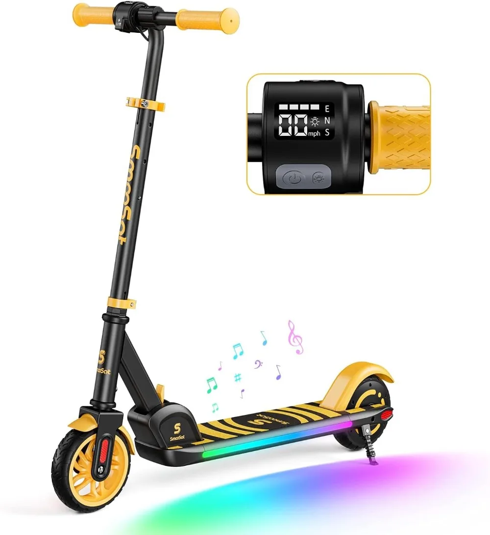 Apex-scooter elétrico para crianças, com bluetooth, alto-falante música, 5/8/10 mph, 60 min tempo de jogo, luzes coloridas