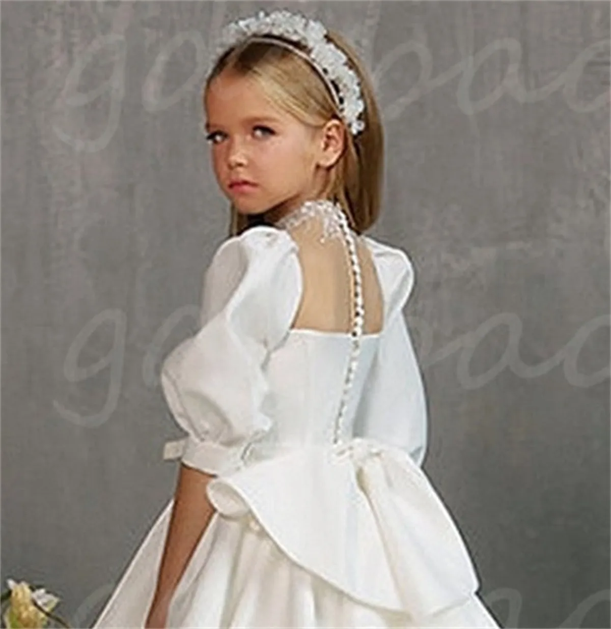 Robe en Satin Blanc à Fleurs pour Fille, Tenue de Princesse Perlée, pour Mariage, Élégante, pour ixd'Anniversaire, Premier