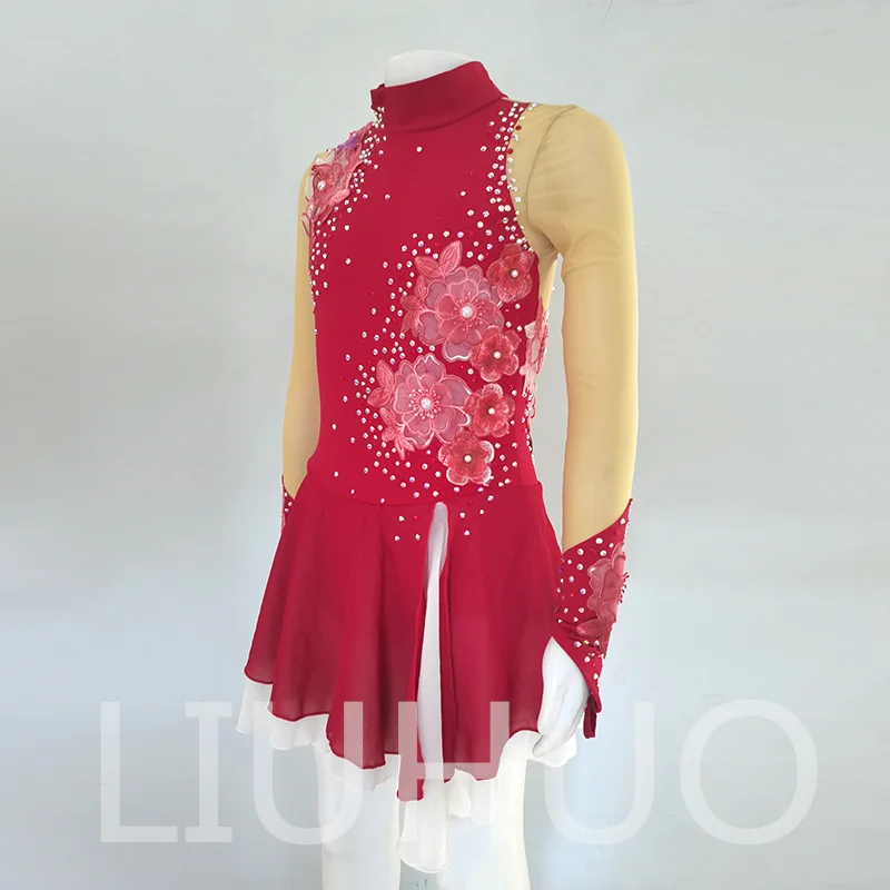 LIUHUO Ice Figure Skating Dress Girls Women Teens Stretchy Spandex Competition Wholesale