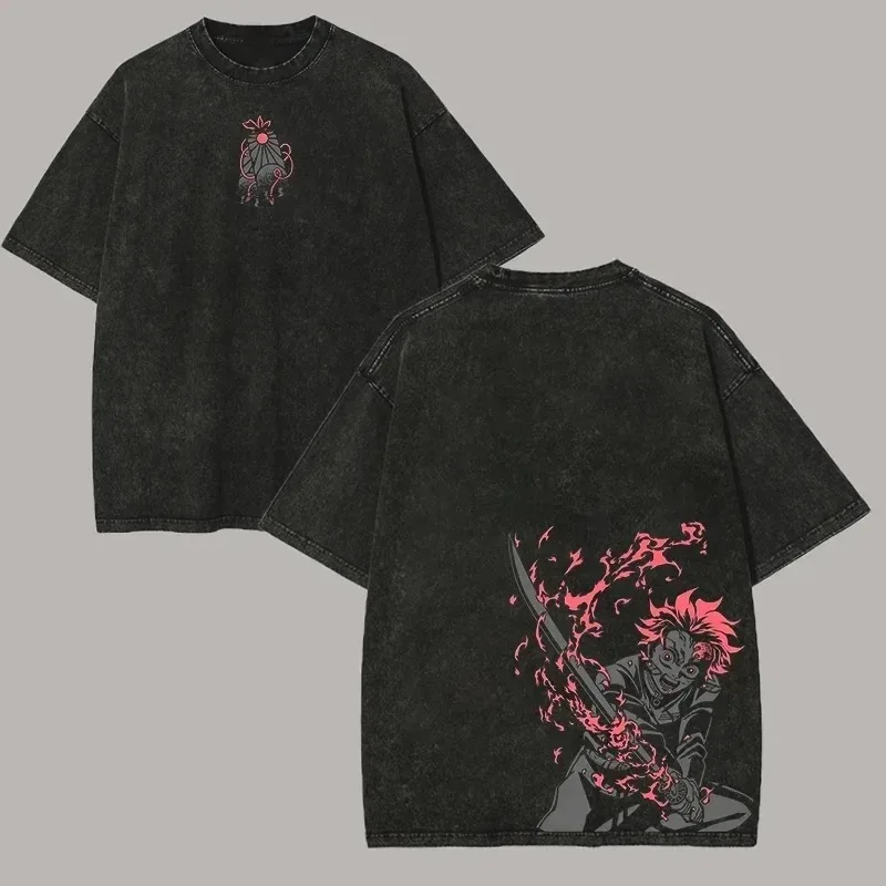 

Anime Demon Slayer Graphic T-shirt for Men Women Clothing Shinazugawa Sanemi Washed T Shirt High Quality Cotton Short Sleeve Tee