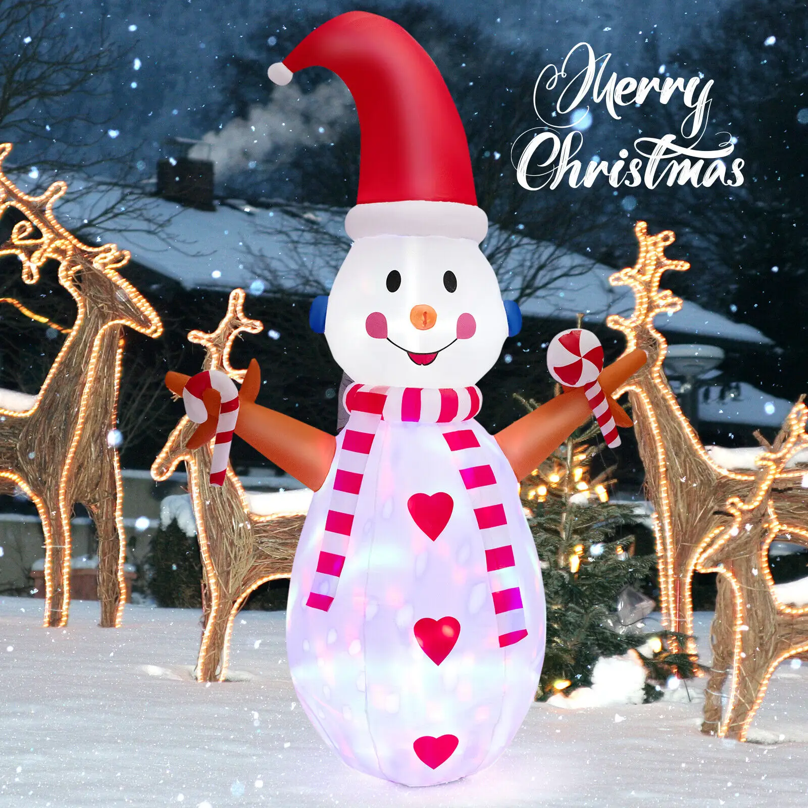 Costway 8FT Christmas Snowman Decoration Inflatable Xmas Decor with Multi-color