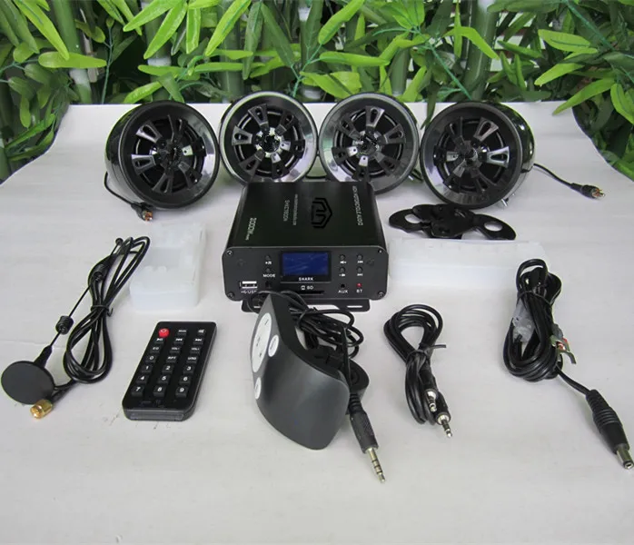 

2000 WATT 4.1 CH MOTORCYCLE MARINE AUDIO SPEAKER SET 4 SPEAKERS WITH HANDLE BAR CLAMPS